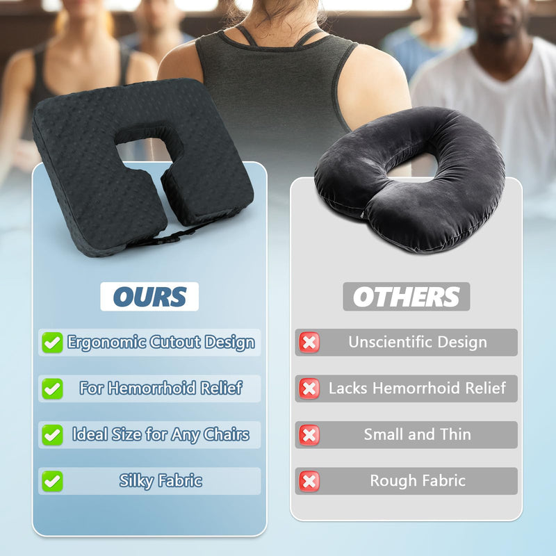 [Australia] - Donut Pillow Hemorrhoid Pillow, Large Seat Cushion with Comfort Supports, Butt Pillow Pain Relief for Tailbone Pain, Coccyx, Prostate, Sciatica, Pressure Sores, Pregnancy, Post Surgery Dark Grey 