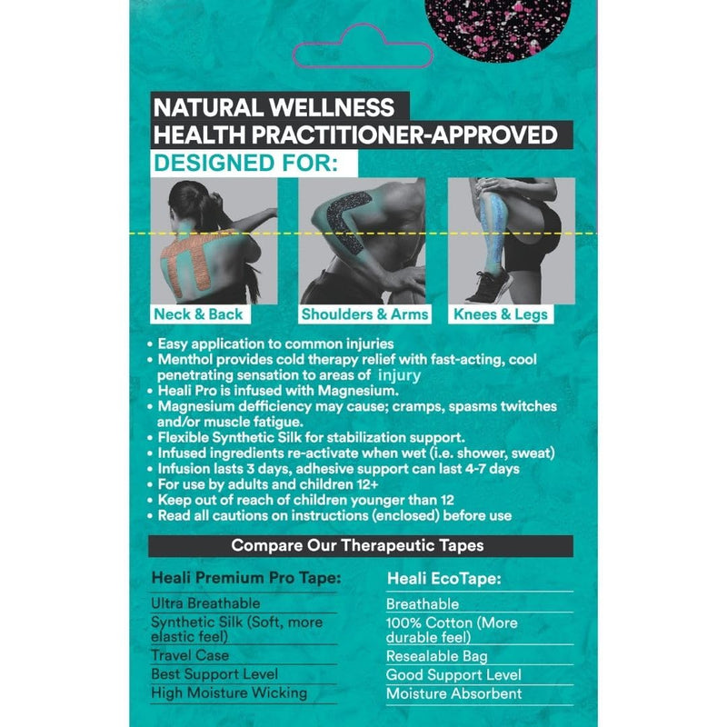 [Australia] - Heali Kinesiology Tape with Magnesium and Menthol, 20 Pcs Precut Strips, K Tape Roll, Knees, Physical Therapy Sports Tape for Muscles and Joints, Water Resistant, Pink Splatter 20pc Pink Splatter 20pc Roll: Pink Splatter 