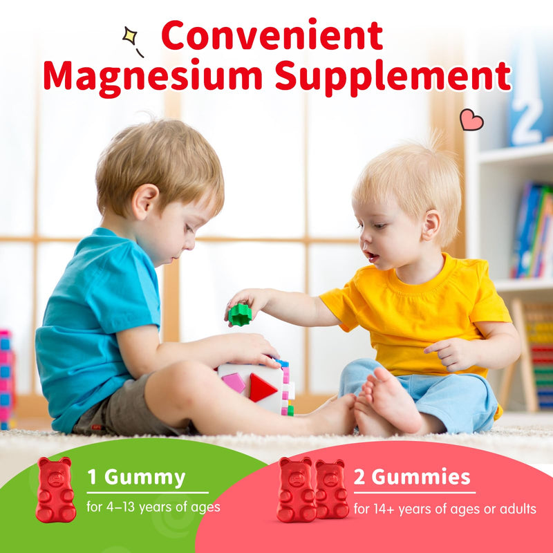 Magnesium Gummies for Kids - Magnesium Glycinate Gummies Supplement with L-Theanine, Vitamin B6, D3 for Kids & Adults Sleep, Calm, Relaxation, Brain, Bones, Sugar Free Strawberry 60ct 60 Count (Pack of 1)