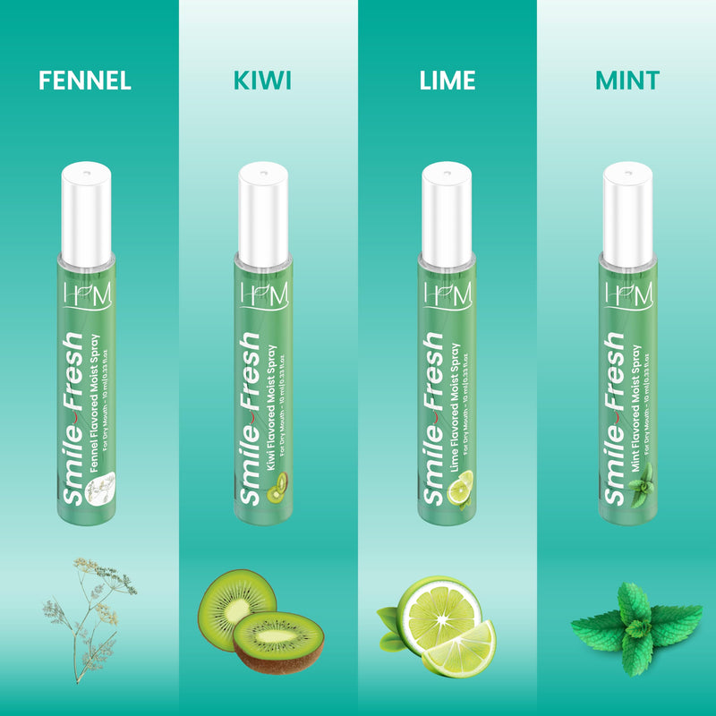 [Australia] - HM - Dry Mouth Flavoured Spray Xylitol - Alcohol Free | Instantly Hydrate & Moisturize | pH Balanced | Promotes Saliva Production & Soothes, Bad Breath | Pack of 4 x 0.33 oz [1.35 Oz] 