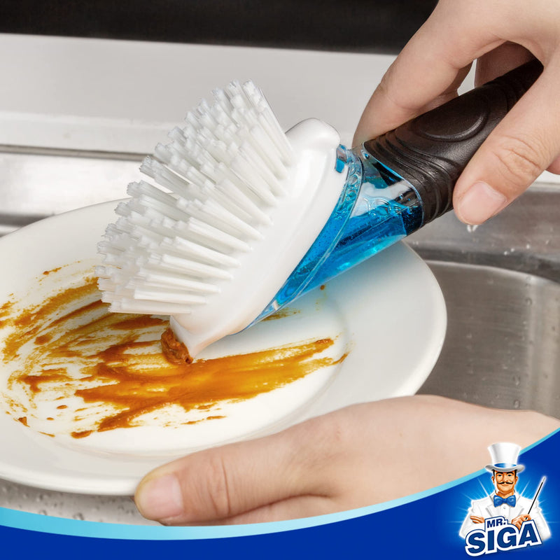 [Australia] - MR.SIGA Soap Dispensing Dish Brush Refills, 4 Pack White 