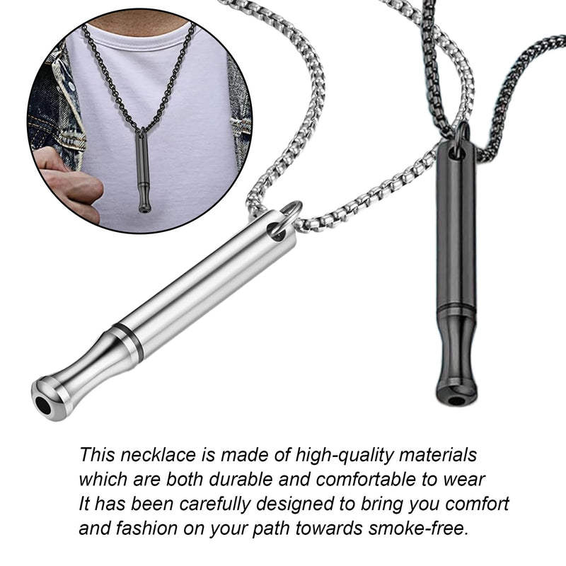 [Australia] - Pack of 2 smoking cessation aids, V2 necklace, smoke-free original, breathing chain, smoke-free aid, smoking cessation chain with whistle, fear breathing necklace with resistance, against quitting smoking necklace 