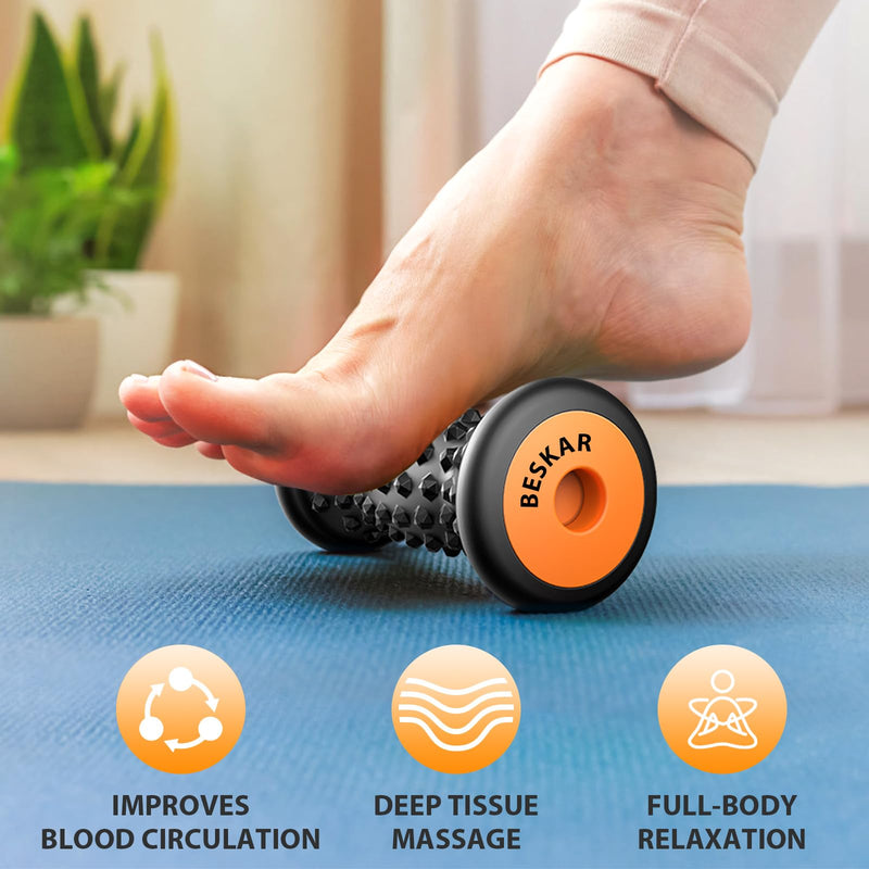 [Australia] - BESKAR Foot Massager Roller for Plantar Fasciitis Relief, Portable, Deep Tissue Muscle Massage, Foot Arch and Heel Pain, Reflexology Tool Black 