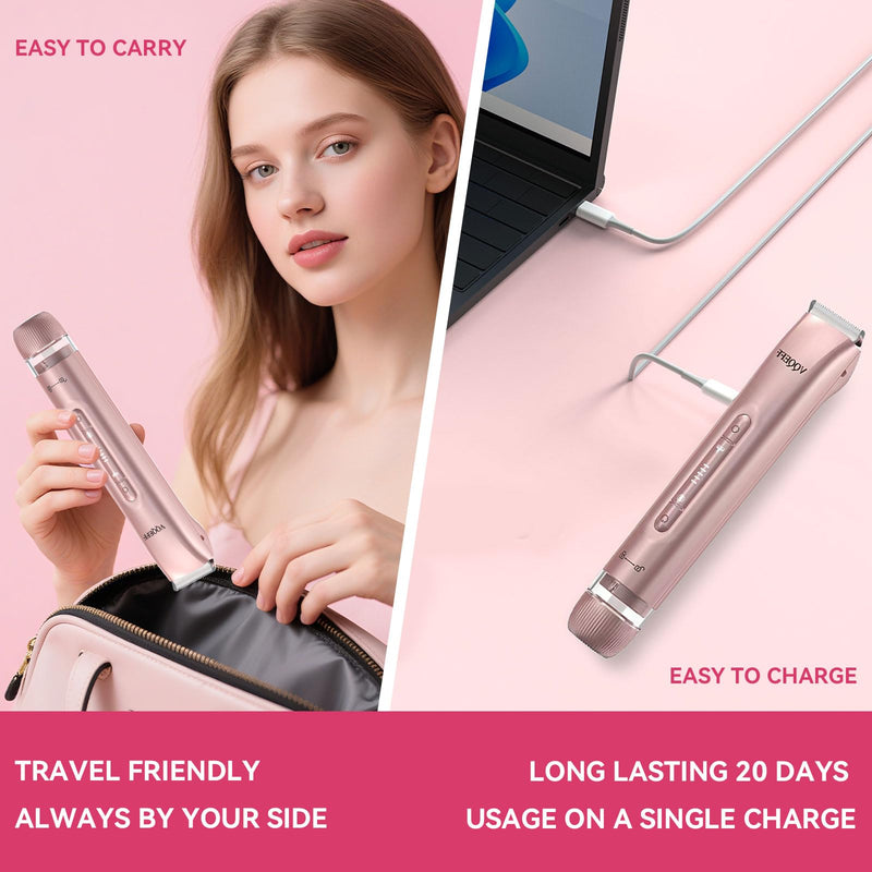 [Australia] - Bikini Trimmer for Women 2 in 1 Electric Razors IPX7 Waterproof Wet & Dry Use Womens Electric Razor Dual Head Shaver for Bikini Underarm Leg Arm Body Face, Pink 