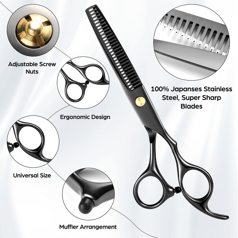 [Australia] - Wenshall Hairdressing Scissors for Professional Salons Hair Cutting Scissors Premium Scissors Hair Cutting with Extra Sharp and Precise Cuts Hair Scissors for Men, Women and Adults (6.5", Black) 