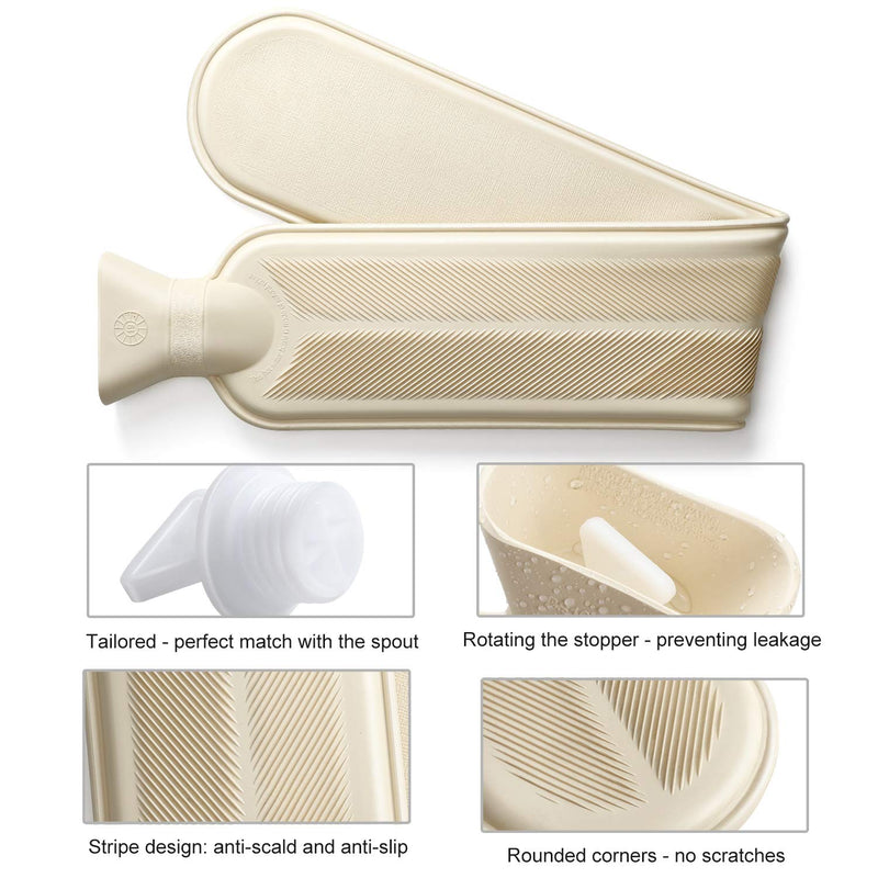 [Australia] - Homealexa Long hot water bottle with soft cover 2 liters, hot water bottle bed bottle, hose hot water bottle for back, neck, shoulder and abdomen, large hot water bottle 73 x 13cm, neck hot water bottle A-gray 