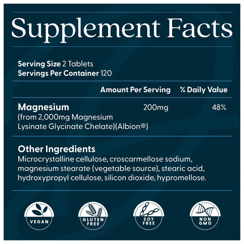 Doctor's Best High Absorption Magnesium Glycinate Lysinate Supplement for Sleep Support - Chelated Magnesium Tablets for Women & Men, 200mg per Serving, Supports Calm & Relaxation, Vegan - 240 Count 240 Count (Pack of 1)