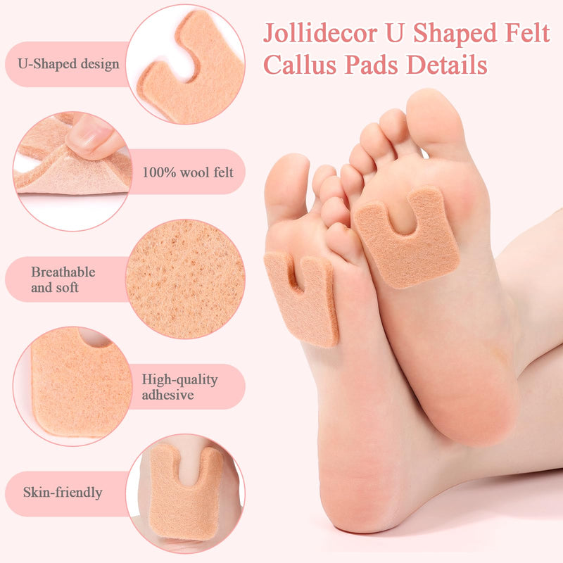 [Australia] - 72 Pcs Callus Pads for Feet Soft Felt Callus Cushions for Bottom of Foot U Shape Metatarsal Pads Pain Relief Adhesive Coin Pads Keep Protecting Calluses from Rubbing on Shoes for Women Men Heel Pads Beige 
