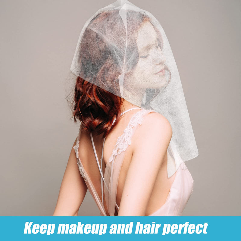 [Australia] - Moukeren 100 Pieces Makeup Protector Hood Protects Hair and Make up While Getting Dressed Disposable Non Woven Makeup Face Cover Clothing Protector Breathable Cosmetic Mask for Women Wedding Supply 