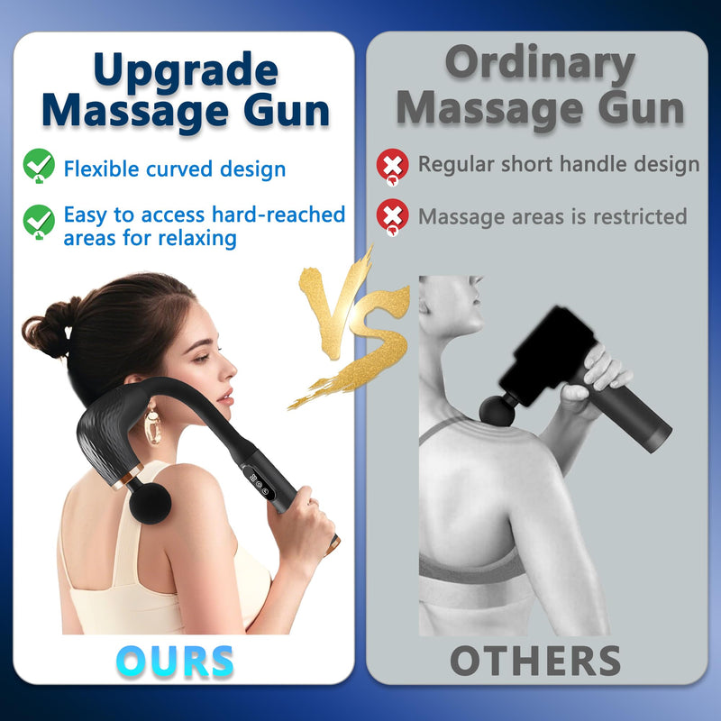 [Australia] - Massage Gun with Upgraded Extension Handle, Back Massager for Pain Relief Deep Tissue, Muscles/Neck/Shoulders/Waist/Legs Massager with 4 Massage Heads & 6 Speed Levels & 3 Massage Modes Black 