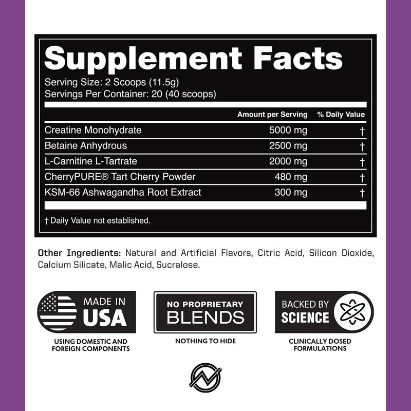 [Australia] - Outwork Nutrition Post Workout Recovery Powder - Creatine Monohydrate, KSM-66 Ashwagandha & Tart Cherry - Speeds Recovery, Eases Soreness - Creatine Powder for Men & Women, Gummy Bear Burst, 230 Gr 
