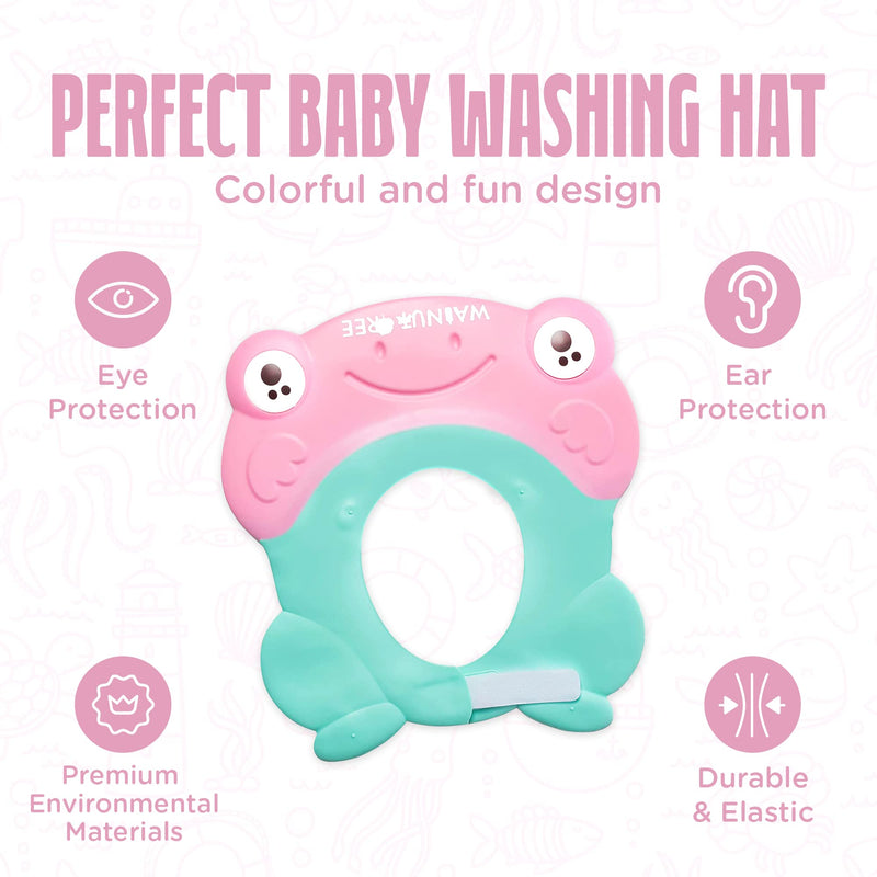 [Australia] - Walnut Tree Baby - Baby Bath Visor With Strap, Bath Visor for Toddlers, Adjustable Shower Visor, Multipurpose Baby Bath Hat Shield, Nose, Ears, & Eye Protector for Shower, Sky Blue Strap Pink 
