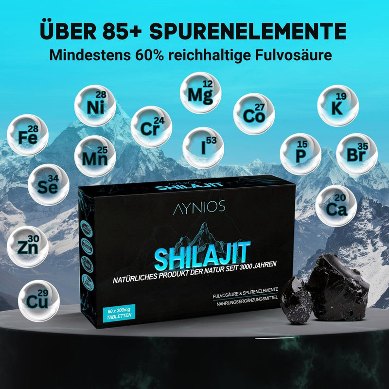 [Australia] - 12,000 MG Shilajit Tablets, 100% Shilajit Original Tablets, Himalayan Resin Alternative, 60 Count - Shilajit Himalaya Organic Tablets, Rich in Fulvic Acid and Over 85 Trace Elements.(No color added) 