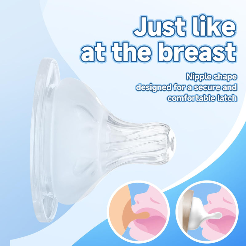 [Australia] - 4 Pack Bottle Nipples Compatible with Mam Bottle, Soft Silicone Nipples for Bottle, Fit for MAM Bottles, Medium Flow, 3+ Months 1 Count (Pack of 4) 