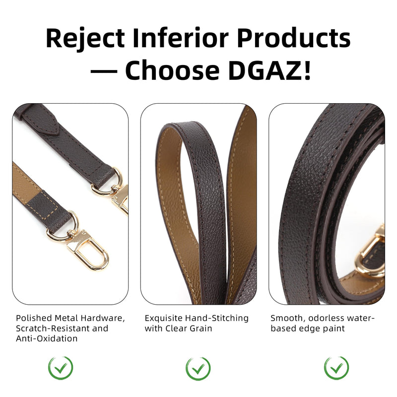 DGAZ Vachetta Leather Adjustable Crossbody Strap for ONTHEGO bag with Gift Box, Handmade DIY purse strap (0.7 Inch Wide,35.4-47.2 Inch Long; Color Blocking (Thin Strap)) | Natural Vachetta Cowhide,Soft and Flexible,Handmade,Adjustable Crossbody Strap