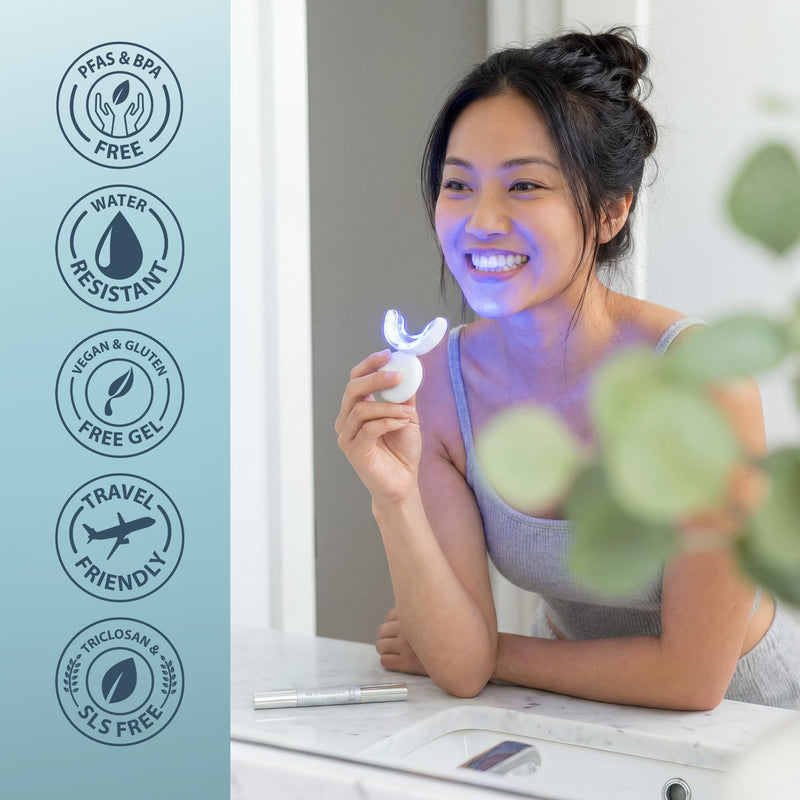 GuruNanda Teeth Whitening Kit - 8% Hydrogen Peroxide Teeth Whitening Gel Pen & Advanced Wireless LED Accelerator Light, Upto 10 Shades Whiter Teeth, Professional Dentist-Inspired System, 40 Treatments Pack of 1