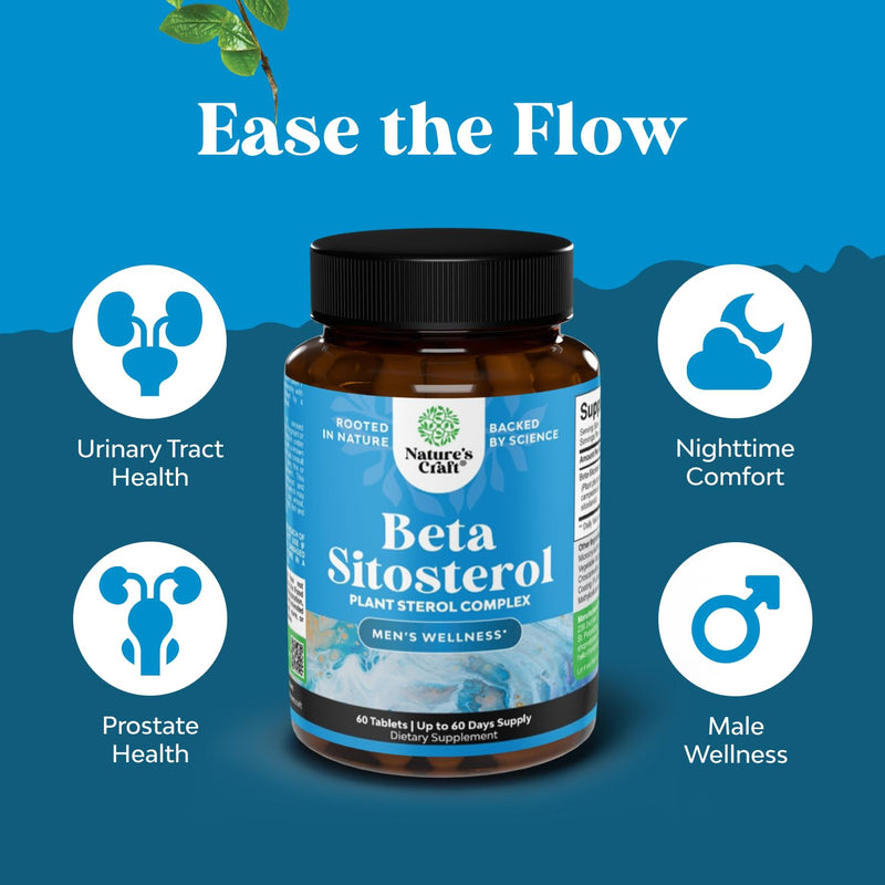 Plant Sterols & Stanols Beta Sitosterol for Men Prostate Supplements - 60ct | Prostate health supplements for men with Beta Sitosterol 500mg Plant Sterols & Stanols 60 Count (Pack of 1)