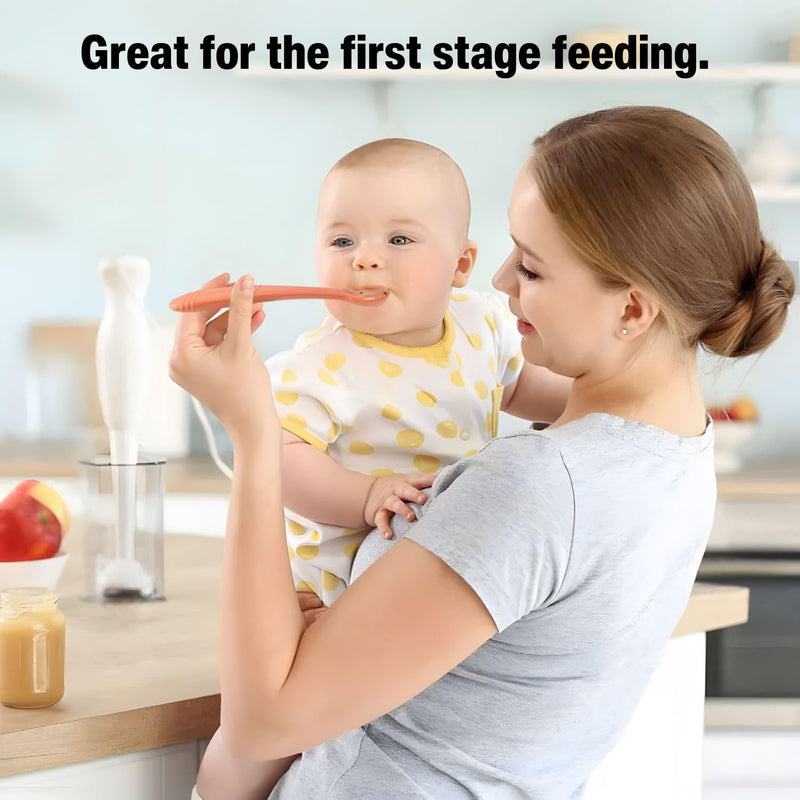 [Australia] - PandaEar 7 Pack Silicone Baby Feeding Spoons, First Stage Training Spoon Infant Utensils Feeding Supplies, BPA Free Gum-Friendly Soft Tip Baby Led Weaning Spoon 