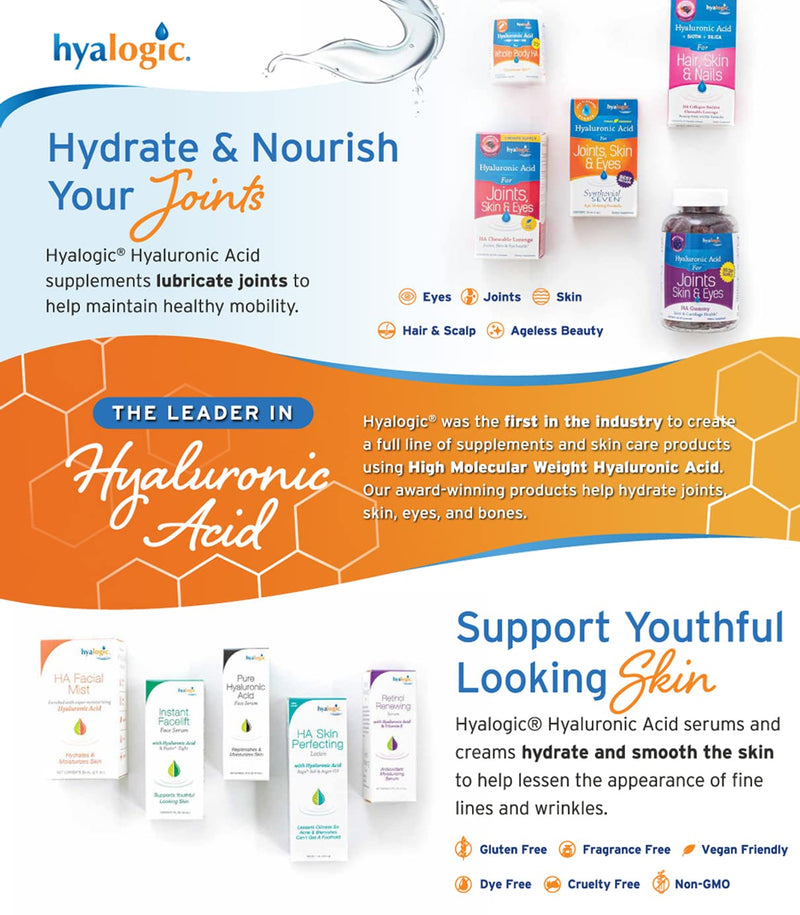 [Australia] - Hyalogic Synthovial Seven - Oral Hyaluronic Acid Supplement 1oz - Liquid HA Supports Skin, Joint, Eye, and Lip Hydration - Vegan, Gluten Free 1 Ounce Standard Packaging 