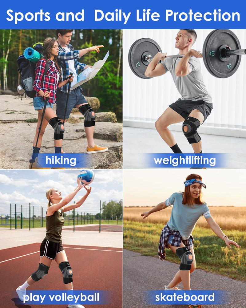 [Australia] - ABYON Knee Brace for Women & Men Meniscus Tear, ACL, Arthritis, Knee Support with Triple Side Stabilizers and Adjustable 360° Wraparound Strap for Maximum Knee Pain Support and Fast Recovery - Please Check How To Size Video Medium Black-Grey 