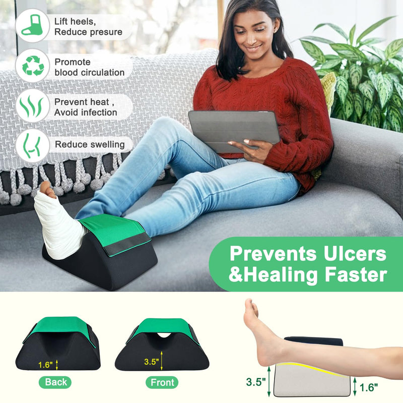 Heel Protectors for Pressure Sores, Foot Elevation Pillow Post Surgery Ulcer Cushion, Foam Bedsore Relief Pillows Feet Leg Support Wedge, Elevate Feet Recovery Supplies Ankle Elevator for Swelling