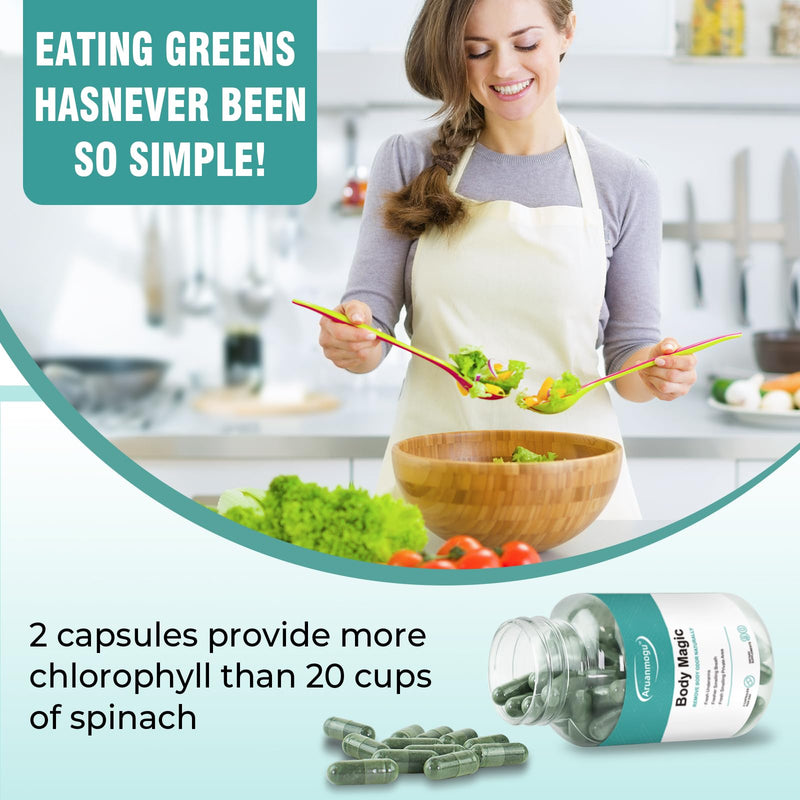 Chlorophyll Capsules - 90 Vegan Capsules，Body Deodorizing Supplement for Women & Men， for Detox, Digestion, Gut Health, Skin Support, and Oily Skin - Natural Energy Booster