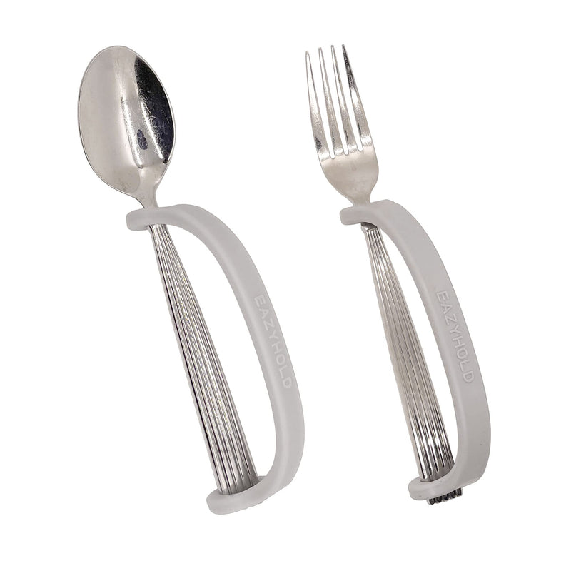 [Australia] - EazyHold Silver Silicone Universal Cuff, Weak Hand Grip Assistive Device for Large Hands or Limbs, Eating Utensils Holder, Adaptive Dining Ware, Tremors, Stroke, Arthritis 2-Pack 7.25" 