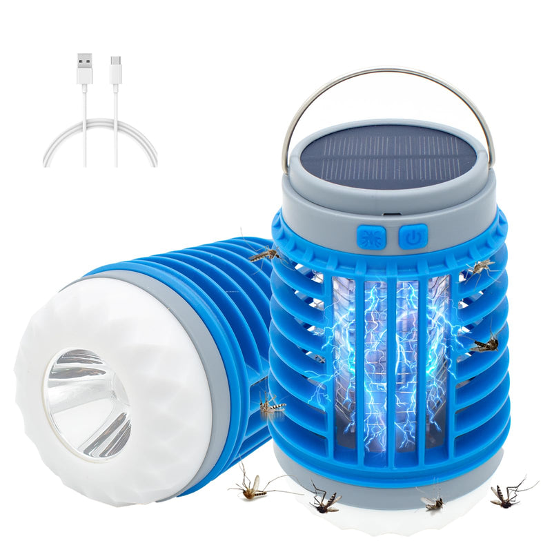 MozzGuard Mosquito Zapper, 2024 New Solar Outdoor Waterproof Mosquito Lamp, Portable Suitable for Home Garden, Camping, Picnic (Blue-1Pc) Blue