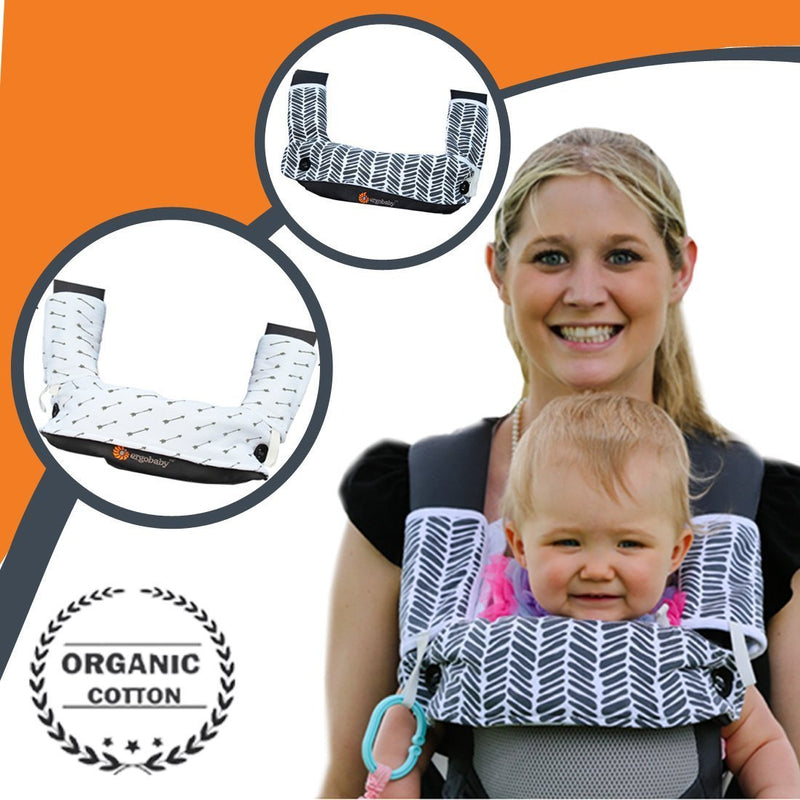 [Australia] - Drool and Teething Pad Reversible Organic Cotton 3-Piece Set Compatible with Ergobaby Four Position 360 Baby Carrier (Grey and White Arrows) [Patent Pending] Grey and White Arrows 