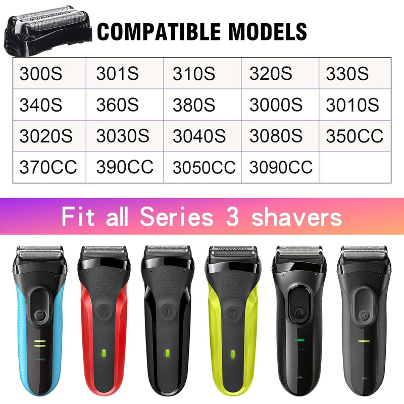 [Australia] - Replacement Shaving Heads Series 3 32B Compatible with B***n S3 3040s 3000s 3050cc 3010s 3070cc 3080s 3090s 310s 3020s 330s 370cc-4 380s-4 Pack of 2 