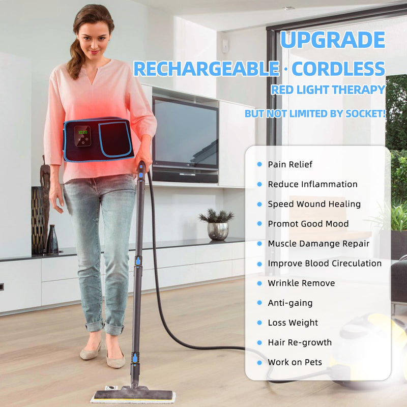 [Australia] - Red Light Therapy, Cordless Red Infrared Light Therapy Belt Rechargeable Wireless for Body Waist Back Knee Joints Pain Relief, Reduce Inflammation, Faster Healing, Ideal Gift (Upgrade) 45*4.9in 