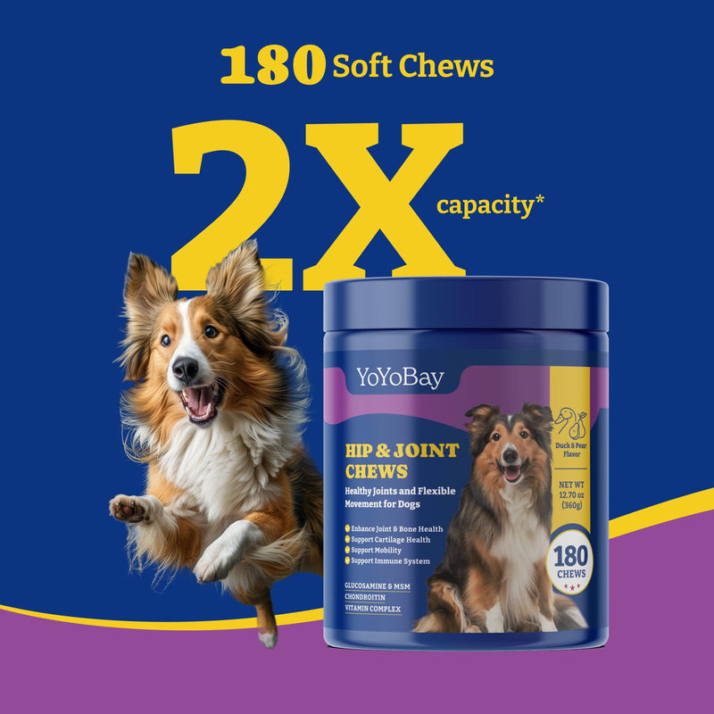 Dog Probiotics for Gut, Immune & Skin Health + Dog Joint Supplement for Anti-Inflammatory, Support Hip & Joint Health, Mobility - 180 Soft Chews - PawsPlanet Australia