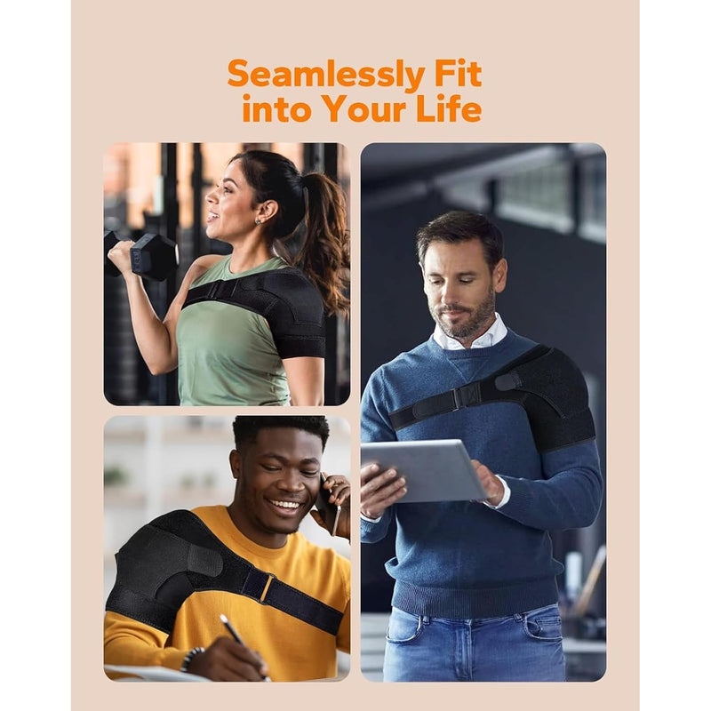 [Australia] - Komoko Shoulder Brace, Rotator Cuff Support Brace and Arm Sling for Pain Relief, Shoulder Compression Sleeve for Preventing Strains and Dislocation, Adjustable Fits Left and Right Arm, Men & Women Black 