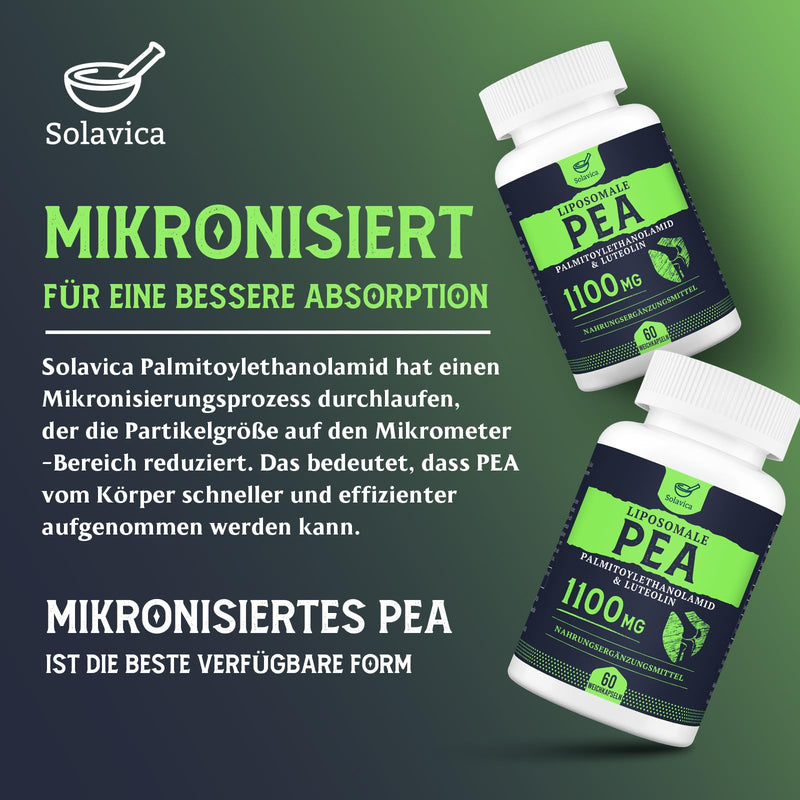 [Australia] - Liposomal Palmitoylethanolamide (PEA) 1100 mg with Luteolin, Micronized PEA - High Purity, Super Absorption, 60 Softgels (Pack of 1) 60 Pieces (Pack of 1) 