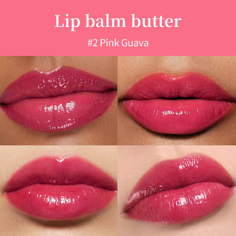 Summer Special Lip Butter Nourishing Hydration Lip Gloss with Shea Butter & Olive Oil Soothes Dry Lips and Lip Care Lip Balm with Natural Tint & Gloss Effect Lip Stain Guava 5# pink guava