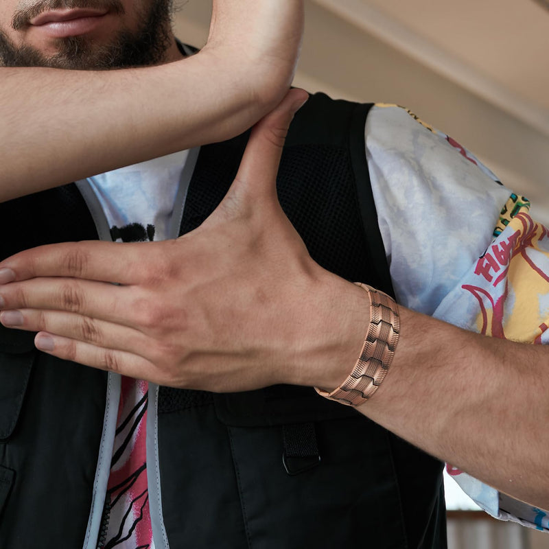 [Australia] - MagEnergy Copper Bracelet for Men 3X Magnetic Bracelets 99.99% Pure Copper Wristband Adjustable Jewelry Gift with Sizing Tool Copper Tire Graphics 