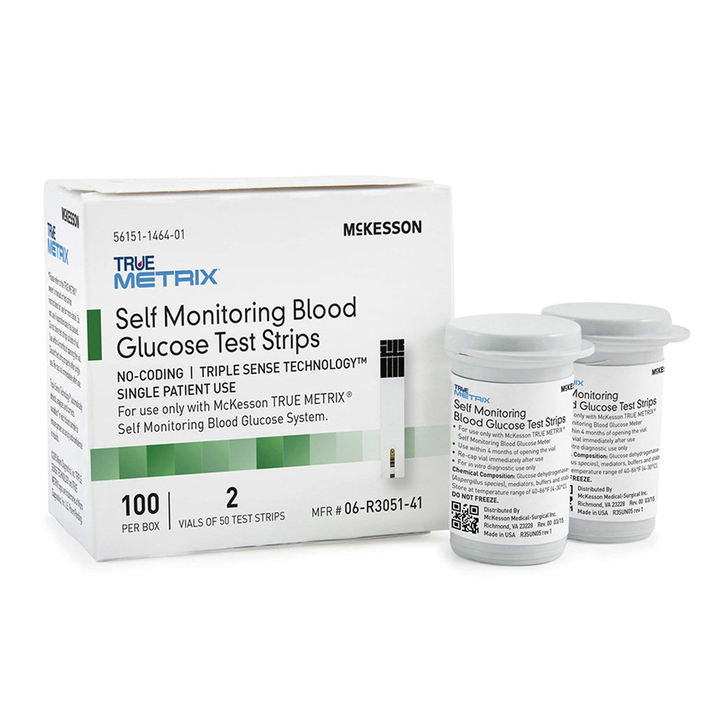 McKesson TRUE METRIX Self-Monitoring Blood Glucose Test Strips - Supplies for Diabetes Self Monitor Systems, 100 Strips, 1 Pack 1 Count (Pack of 100)