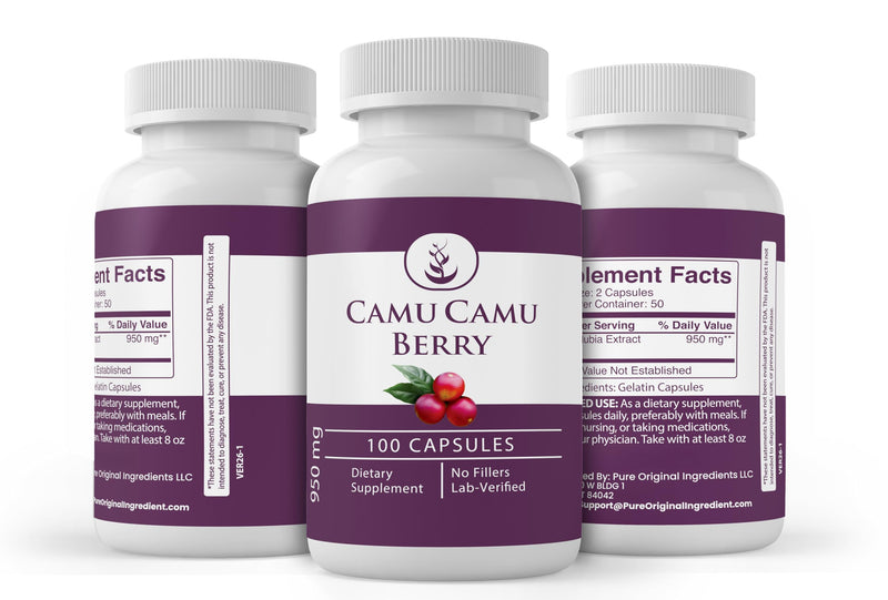 Pure Original Ingredients Camu Camu Berry, (100 Capsules) Always Pure, No Additives Or Fillers, Lab Verified 100 Count (Pack of 1)