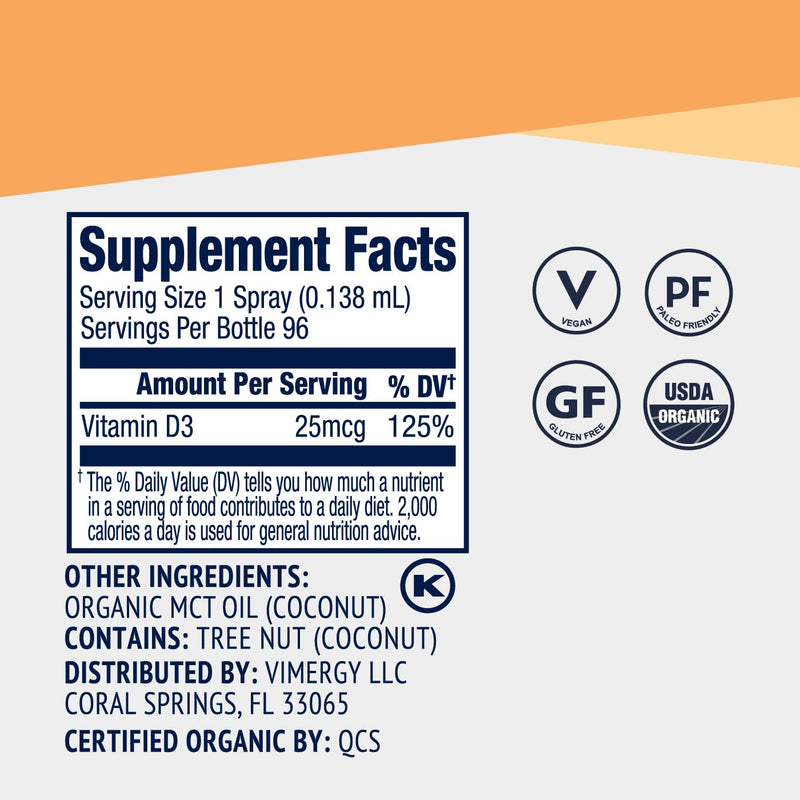 Vimergy Vegan D3 – Benefits Immune Function* – USDA Certified Organic, Vegan, Gluten-Free – 1000IU/Servings, 96 Servings (Pack of 2) 0.5 Fl Oz (Pack of 2)