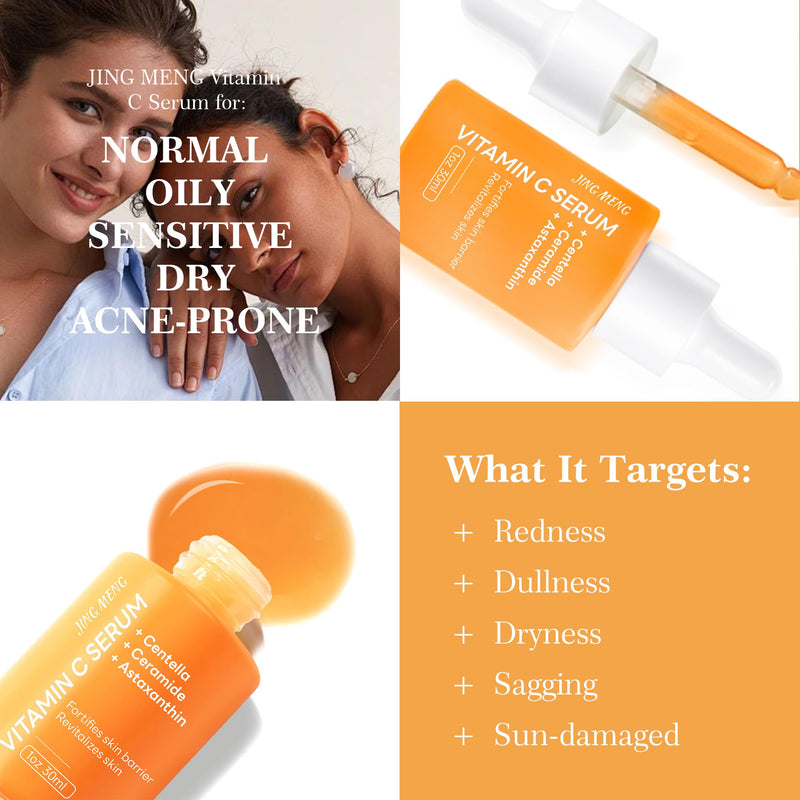 2 PCS Vitamin C Liposomal Face Serum, Instantly Calming, Soothing,Radiance Boosting Anti-Aging, Even Skin Tone with Centella Asiatica, Ceramide, Astaxanthin, Hyaluronic Acid DOUBLE ORANGE