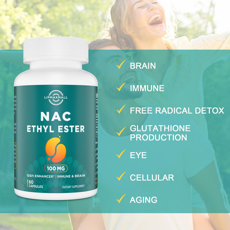 [Australia] - N-Acetyl Cysteine Ethyl Ester 100mg-More Absorption Than 1000mg NAC-with Glycine 600mg-Benefit Glutathione-Good for Immune System & Antioxidant for Adults,NACET(60 Capsules-2 Pack) 60 Count (Pack of 2) 