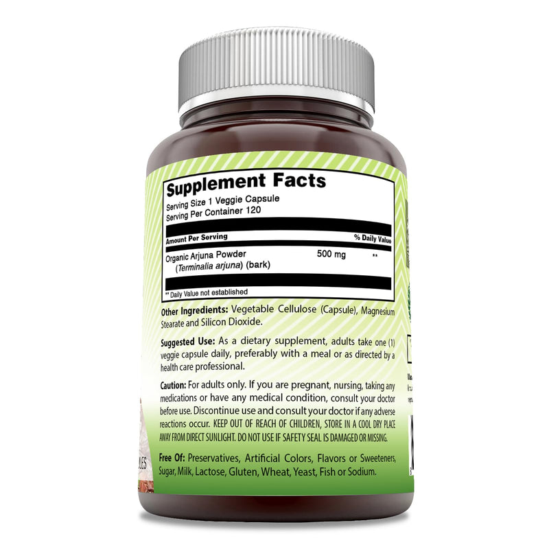 [Australia] - Amazing India Arjuna (Made with Natural Arjuna) 500 Mg Supplement | Vegetarian Capsules | Non-GMO | Gluten-Free | Made in USA (1 Pack | 120 Count) 