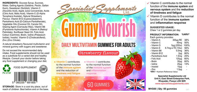 GummyNourish (Adult multivitamin chewable Gummies), 60 Gummies