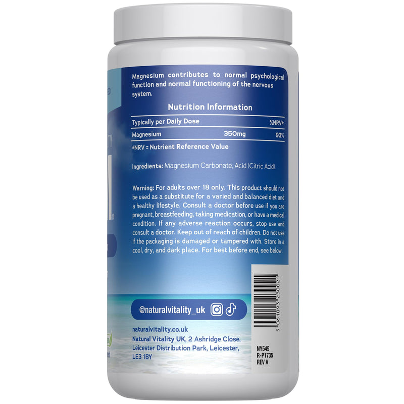 Magnesium Powder Supplement | Calm Relaxing Drink Mix | 100 Servings | High Strength Magnesium Carbonate | for Women & Men | Vegan & Unflavoured | 400g | Natural Vitality