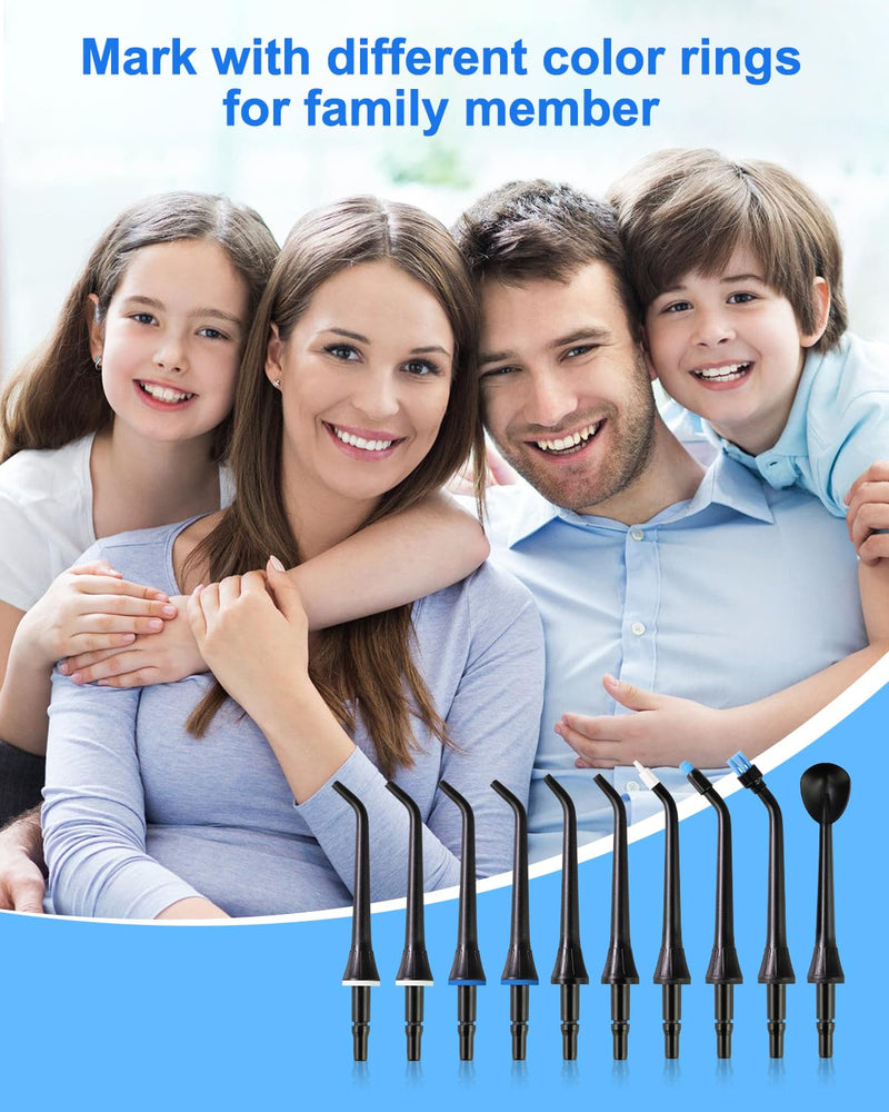 MySmile 10 Pcs Replacement Jet Tips Water Dental Flosser, Oral Irrigator Nozzle Set & Storage Case, Compatible MySmile Cordless Select LP211 and LP221 Black