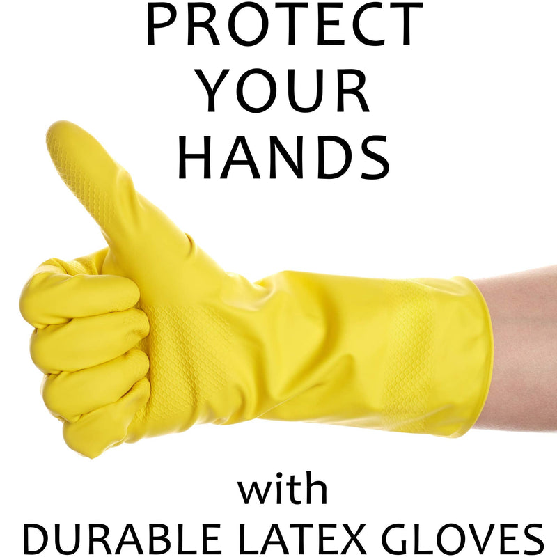 [Australia] - SteadMax 3/6 Pairs Cleaning Gloves, Reusable Natural Rubber Dish Gloves, Latex Non-Slip Gloves for Kitchen and Household… Large 3 Pack 