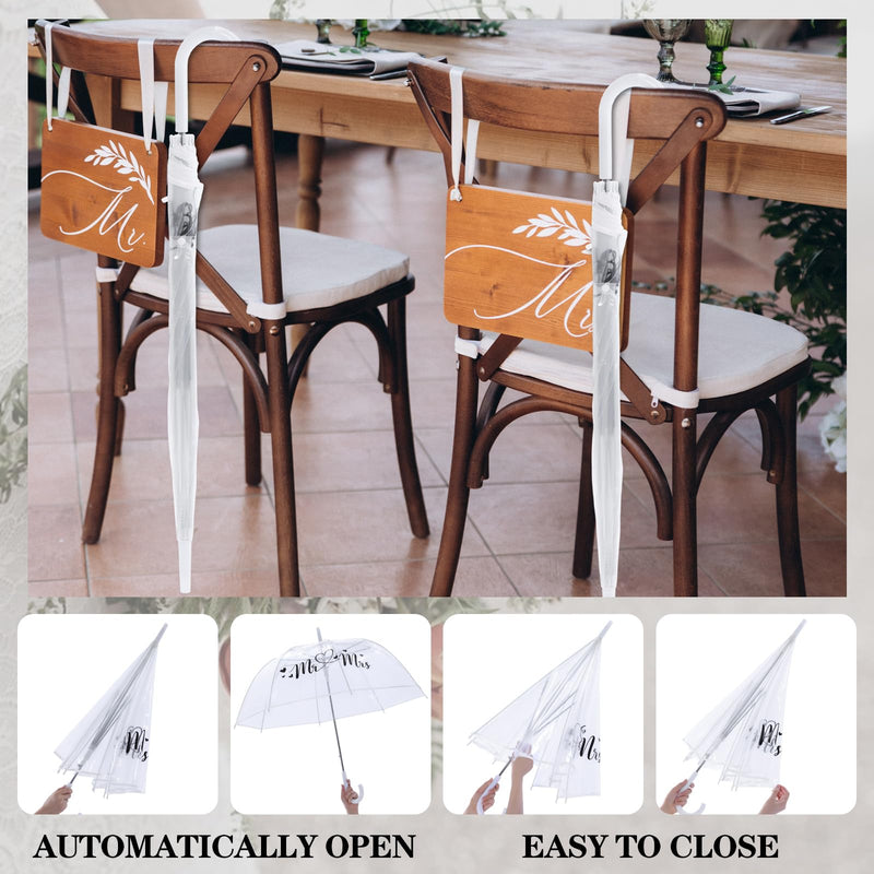 Clear Wedding Umbrella Bubble Dome with J Handle | Clear Stick for Bridal Photos, Lightweight Windproof, Outdoor Rainy Ceremony Bride Groom Summer Wedding Accessories Prop Mr.&mrs