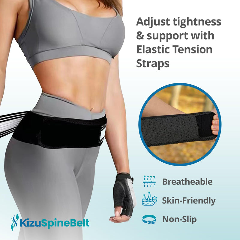 [Australia] - Kizu Relief Belt Sciatica Pain Relief Devices Lower Back Brace, and SI Joint Support ‚Äì Adjustable Back Support Belt for Sciatic Pain Men & Women, Hip Compression Wrap (Regular, Plus) (Hip Size 30-47 Inches) Regular (Hip Size 30-47 Inches) 