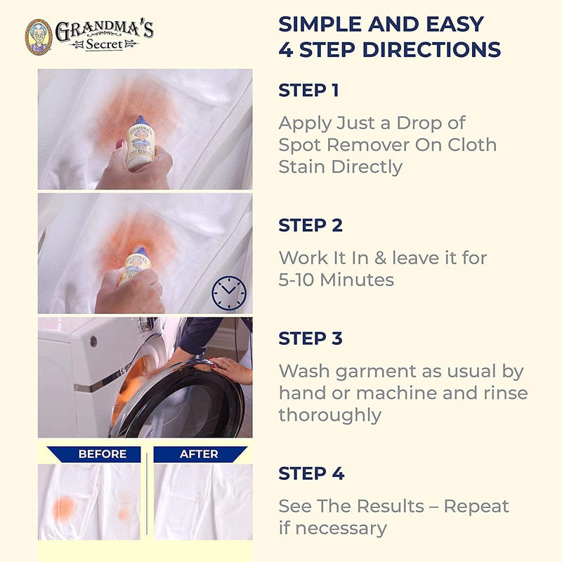 [Australia] - Grandma's Secret Spot Remover - Chlorine, Bleach and Toxin-Free Stain Remover - Stain Remover for Clothes - Fabric Stain Remover Removes Oil, Paint, Blood and Pet Stains – 2 Ounce 