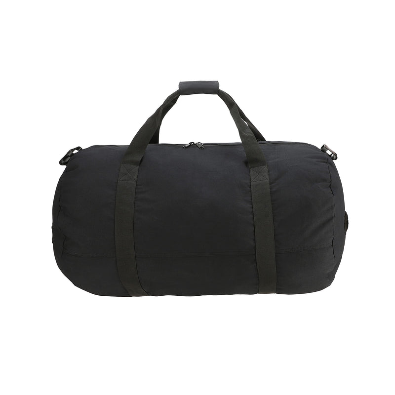 WHITEDUCK Heavy Duty Canvas Duffel Bag for Men and Women - Foldable Military Army Style Duffel Bag, with Full Length Zipper- Outdoors, Travel, Gym & Storage Black 48" x 20"